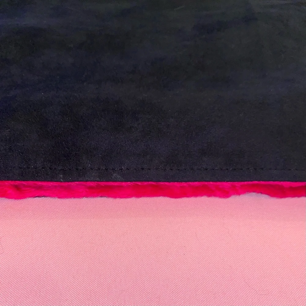 Hot Pink Pet Velour Sling Carrier Knapsack Blanket Reversible Black Faux Fur - Picture 4 of 13